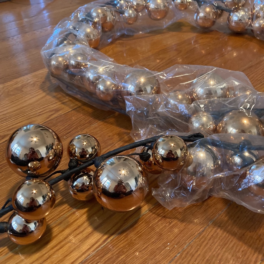 CB2 rose gold ball garland